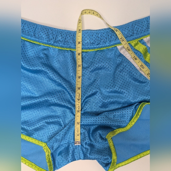 Adidas Women Size Large Athletic Shorts Blue with Green and White Stripes - Picture 7 of 11